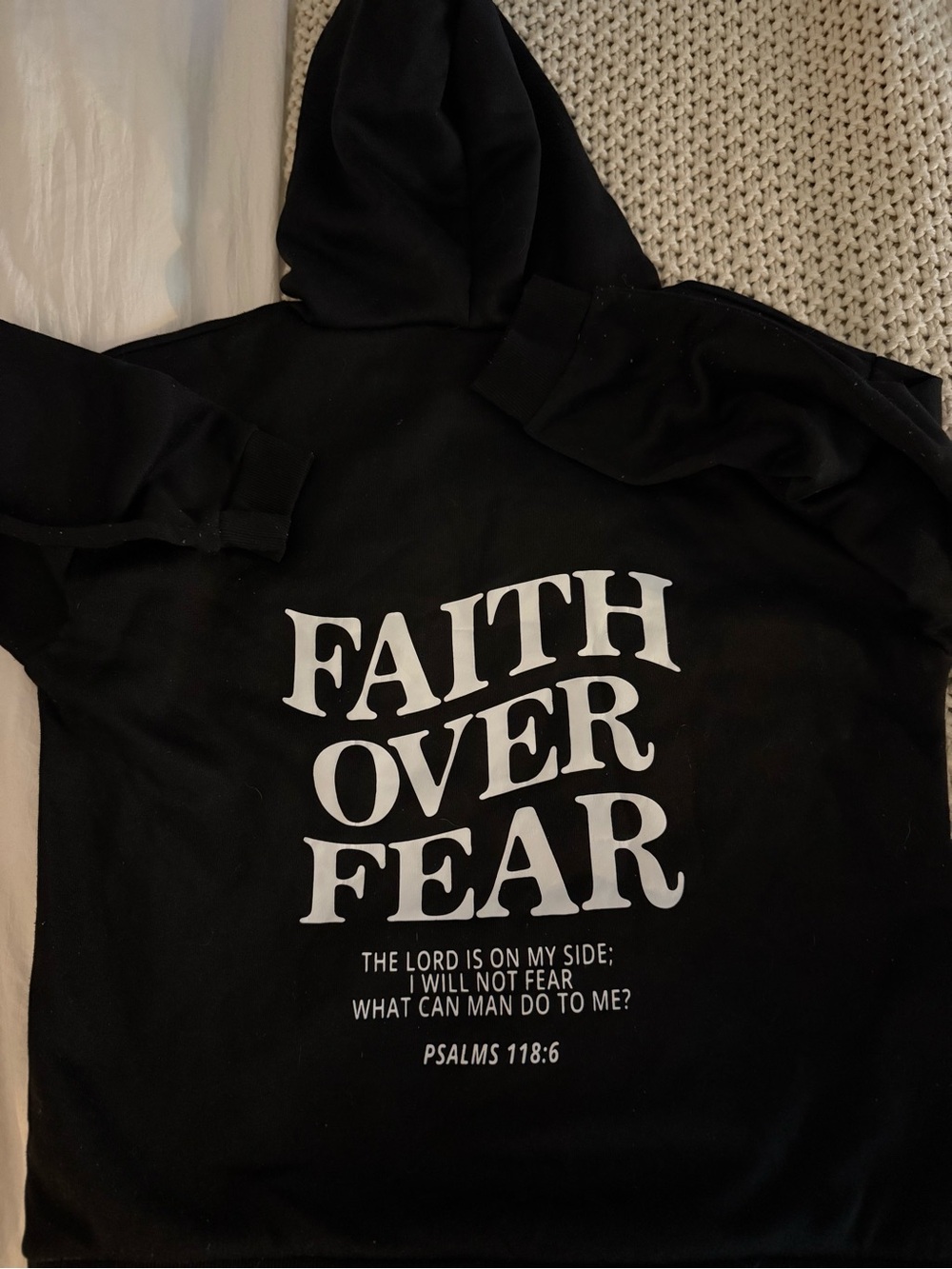 Black Hoodie with "Faith Over Fear" Graphic